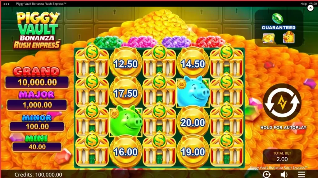 Piggy Vault Bonanza Rush Express سلاٹ گیم کا لگژری بینک تھیم اور گولڈن انٹرفیس
