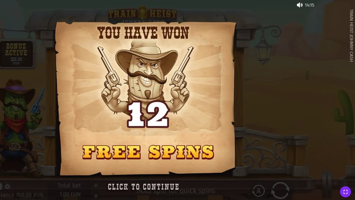 Train Heist Johnny Cash Slot Game Interface